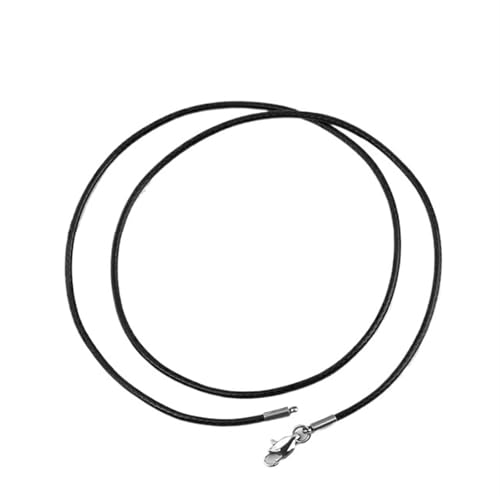 YTAFONPO Schwarzes Wachsseil 1,5/2/3 Millimeter Lederband Schwarze Halskette Kette mit Edelstahl-Karabinerverschluss rundes gewachstes Seil for Männer Frauen Halskette 10Stk. 60cm(Black,2Millimeter) von YTAFONPO