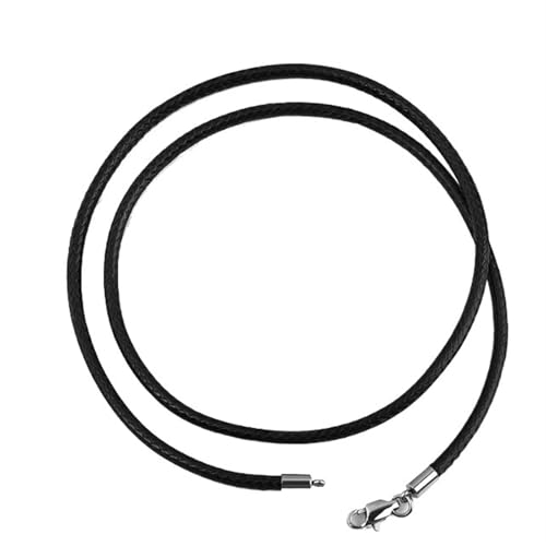 YTAFONPO Schwarzes Wachsseil 1,5/2/3 Millimeter Lederband Schwarze Halskette Kette mit Edelstahl-Karabinerverschluss rundes gewachstes Seil for Männer Frauen Halskette 10Stk. 60cm(Black,3Millimeter) von YTAFONPO