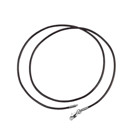 YTAFONPO Schwarzes Wachsseil 1,5/2/3 Millimeter Lederband Schwarze Halskette Kette mit Edelstahl-Karabinerverschluss rundes gewachstes Seil for Männer Frauen Halskette 10Stk. 60cm(Brown,2Millimeter) von YTAFONPO