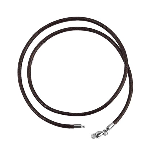 YTAFONPO Schwarzes Wachsseil 1,5/2/3 Millimeter Lederband Schwarze Halskette Kette mit Edelstahl-Karabinerverschluss rundes gewachstes Seil for Männer Frauen Halskette 10Stk. 60cm(Brown,3Millimeter) von YTAFONPO