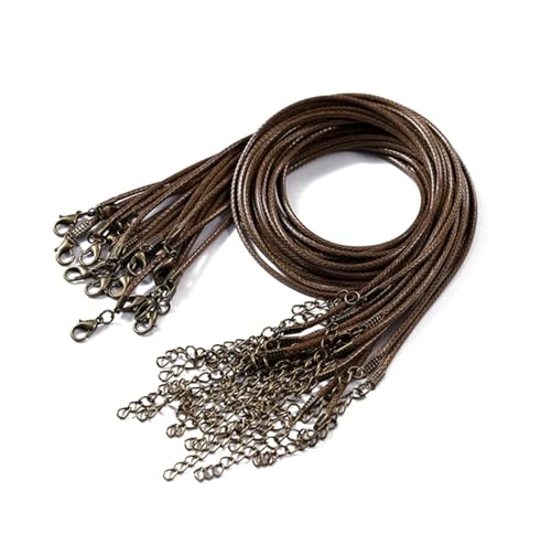 YTAFONPO Schwarzes Wachsseil 10 Stück 1,5/2 mm Lederband-Halskette mit Karabinerverschluss, Wachsseilkette for DIY-Halsketten, Anhänger, Wachsband, Schmuckzubehör(Brown,2.0mm x 50cm) von YTAFONPO