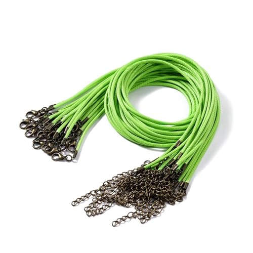 YTAFONPO Schwarzes Wachsseil 10 Stück 1,5/2 mm Lederband-Halskette mit Karabinerverschluss, Wachsseilkette for DIY-Halsketten, Anhänger, Wachsband, Schmuckzubehör(Grass Green,1.5mm x 50cm) von YTAFONPO