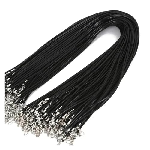 YTAFONPO Schwarzes Wachsseil 10 Stück 1,5 MM 2 MM Baumwollwachsschnur Lederseil Schnur Kette Halskette DIY Schmuck for Herstellen von Fundstücken in Loser Schüttung(1.5MM 45cm,Black) von YTAFONPO