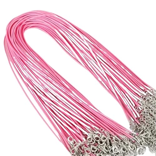 YTAFONPO Schwarzes Wachsseil 10 Stück 1,5 MM 2 MM Baumwollwachsschnur Lederseil Schnur Kette Halskette DIY Schmuck for Herstellen von Fundstücken in Loser Schüttung(1.5MM 45cm,Pink) von YTAFONPO