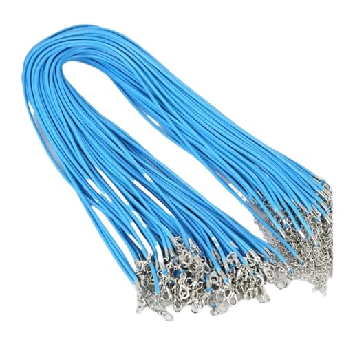 YTAFONPO Schwarzes Wachsseil 10 Stück 1,5 MM 2 MM Baumwollwachsschnur Lederseil Schnur Kette Halskette DIY Schmuck for Herstellen von Fundstücken in Loser Schüttung(2MM 45cm,Light Blue) von YTAFONPO