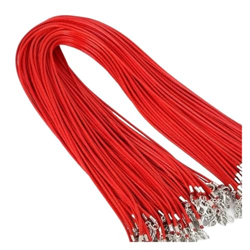 YTAFONPO Schwarzes Wachsseil 10 Stück 1,5 MM 2 MM Baumwollwachsschnur Lederseil Schnur Kette Halskette DIY Schmuck for Herstellen von Fundstücken in Loser Schüttung(2MM 45cm,Red) von YTAFONPO