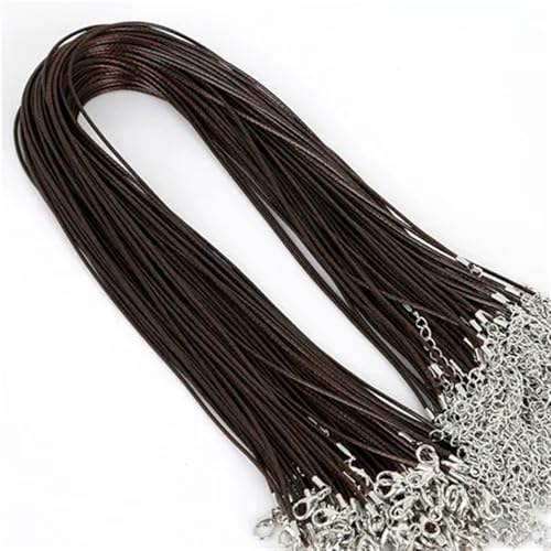 YTAFONPO Schwarzes Wachsseil 10 Stück 1,5 mm DIY Kunstlederband verstellbare Ketten Anhänger Halskette Seil Charms Erkenntnisse Karabinerverschluss String 17 Farben(Dark Brown) von YTAFONPO