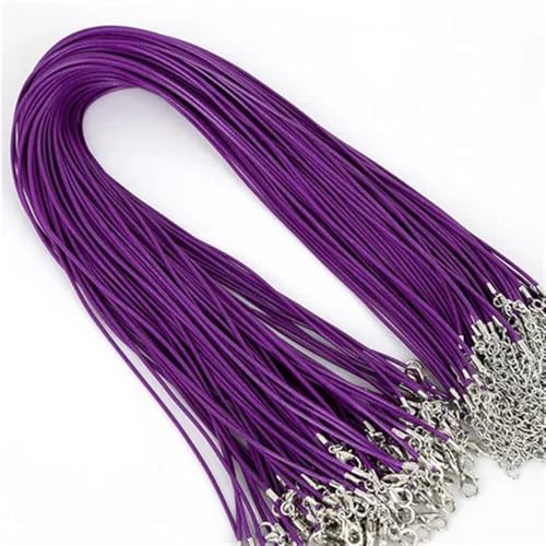 YTAFONPO Schwarzes Wachsseil 10 Stück 1,5 mm DIY Kunstlederband verstellbare Ketten Anhänger Halskette Seil Charms Erkenntnisse Karabinerverschluss String 17 Farben(Dark Purple) von YTAFONPO