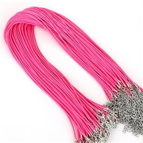 YTAFONPO Schwarzes Wachsseil 10 Stück 1,5 mm DIY Kunstlederband verstellbare Ketten Anhänger Halskette Seil Charms Erkenntnisse Karabinerverschluss String 17 Farben(Fuchsia) von YTAFONPO