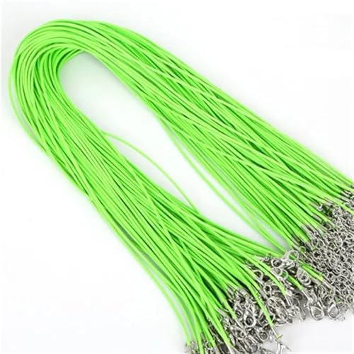 YTAFONPO Schwarzes Wachsseil 10 Stück 1,5 mm DIY Kunstlederband verstellbare Ketten Anhänger Halskette Seil Charms Erkenntnisse Karabinerverschluss String 17 Farben(Grass Green) von YTAFONPO