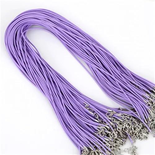 YTAFONPO Schwarzes Wachsseil 10 Stück 1,5 mm DIY Kunstlederband verstellbare Ketten Anhänger Halskette Seil Charms Erkenntnisse Karabinerverschluss String 17 Farben(Light Purple) von YTAFONPO