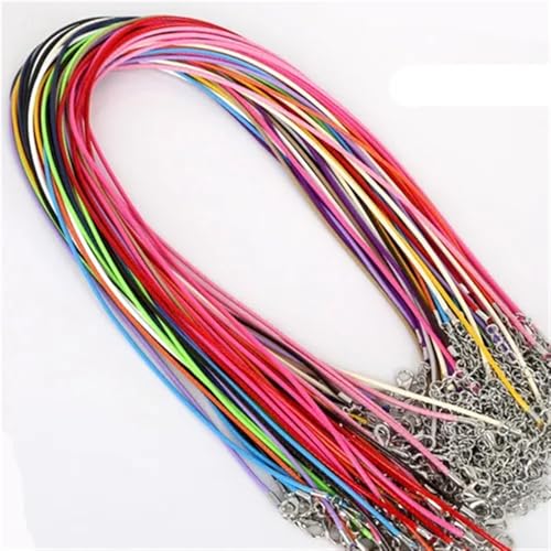 YTAFONPO Schwarzes Wachsseil 10 Stück 1,5 mm DIY Kunstlederband verstellbare Ketten Anhänger Halskette Seil Charms Erkenntnisse Karabinerverschluss String 17 Farben(Mixed Color) von YTAFONPO