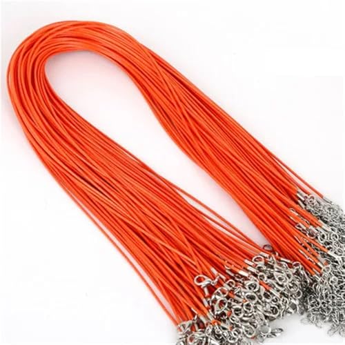 YTAFONPO Schwarzes Wachsseil 10 Stück 1,5 mm DIY Kunstlederband verstellbare Ketten Anhänger Halskette Seil Charms Erkenntnisse Karabinerverschluss String 17 Farben(Orange Yellow) von YTAFONPO