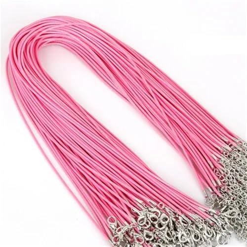 YTAFONPO Schwarzes Wachsseil 10 Stück 1,5 mm DIY Kunstlederband verstellbare Ketten Anhänger Halskette Seil Charms Erkenntnisse Karabinerverschluss String 17 Farben(Pink) von YTAFONPO