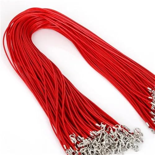 YTAFONPO Schwarzes Wachsseil 10 Stück 1,5 mm DIY Kunstlederband verstellbare Ketten Anhänger Halskette Seil Charms Erkenntnisse Karabinerverschluss String 17 Farben(Red) von YTAFONPO