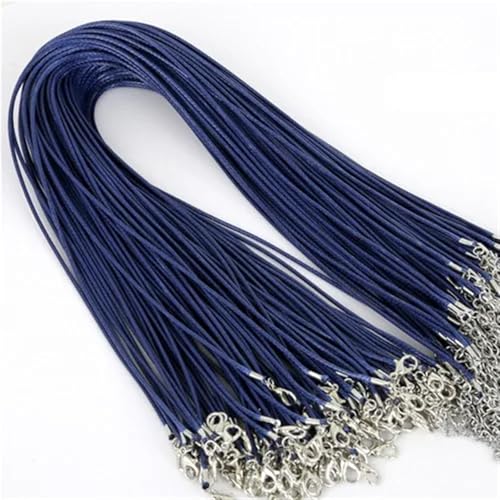 YTAFONPO Schwarzes Wachsseil 10 Stück 1,5 mm DIY Kunstlederband verstellbare Ketten Anhänger Halskette Seil Charms Erkenntnisse Karabinerverschluss String 17 Farben(Royal Blue) von YTAFONPO