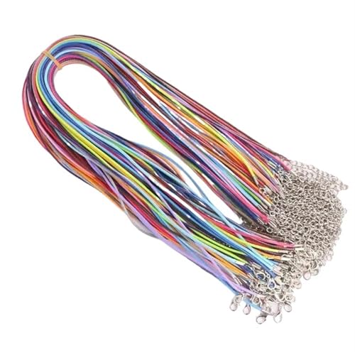 YTAFONPO Schwarzes Wachsseil 10 Stücke 45 cm Geflochtene Einstellbare Leder Seil Wachs Schnur DIY Handgemachte Halskette Anhänger Karabinerverschluss String Schnur Schmuck Ketten(Multi Color) von YTAFONPO