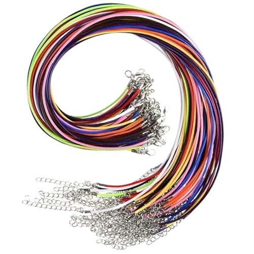 YTAFONPO Schwarzes Wachsseil 100/150 stücke Bunte Lederband Wachs Seil Kette Wachs Schnur Halskette Anhänger DIY Handgemachte Karabinerverschluss String Schnur Schmuck Ketten(Multi Color,100pcs) von YTAFONPO