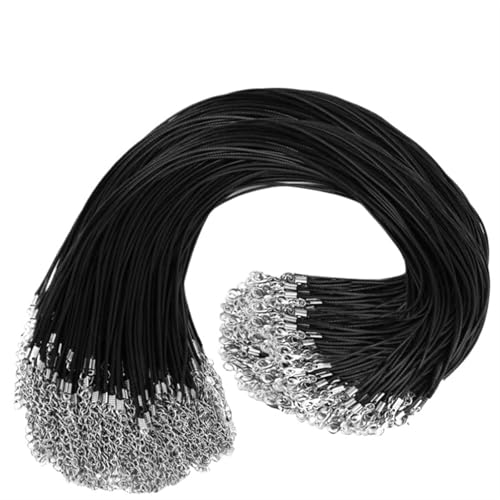 YTAFONPO Schwarzes Wachsseil 100/300 Stück Lederketten for Halsketten, Armbänder, Kordeln for Anhänger, gewachste Kordelketten, Zubehör zur Schmuckherstellung(100PCS) von YTAFONPO