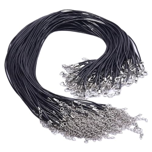 YTAFONPO Schwarzes Wachsseil 20/30 stücke Schwarz Gewachste Schnur Seil Kette Halsketten for Frauen Männer Schmuck DIY 50cm PU Leder Faden Schnur Halskette Seile(20pcs) von YTAFONPO