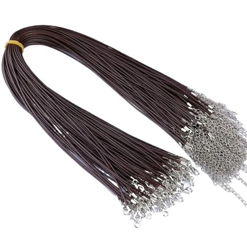 YTAFONPO Schwarzes Wachsseil 50 Pcs Bunte Lederband Wachs Seil Kette Wachs Schnur Halskette Anhänger for DIY Handgemachte Karabinerverschluss String Schnur Schmuck Ketten(Coffe) von YTAFONPO