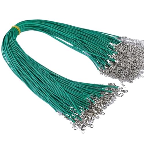 YTAFONPO Schwarzes Wachsseil 50 Pcs Bunte Lederband Wachs Seil Kette Wachs Schnur Halskette Anhänger for DIY Handgemachte Karabinerverschluss String Schnur Schmuck Ketten(Green) von YTAFONPO