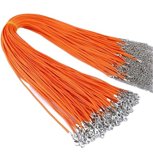 YTAFONPO Schwarzes Wachsseil 50 Pcs Bunte Lederband Wachs Seil Kette Wachs Schnur Halskette Anhänger for DIY Handgemachte Karabinerverschluss String Schnur Schmuck Ketten(Orange) von YTAFONPO