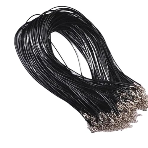 YTAFONPO Schwarzes Wachsseil 50 STÜCKE 50 cm Halskette String Schwarz Blau Lila Rosa Leder Seil Kordeln for Halsketten, Die Entdeckungen DIY Schmuck Zubehör(Black) von YTAFONPO