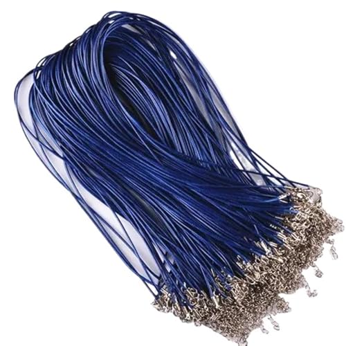 YTAFONPO Schwarzes Wachsseil 50 STÜCKE 50 cm Halskette String Schwarz Blau Lila Rosa Leder Seil Kordeln for Halsketten, Die Entdeckungen DIY Schmuck Zubehör(Blue) von YTAFONPO