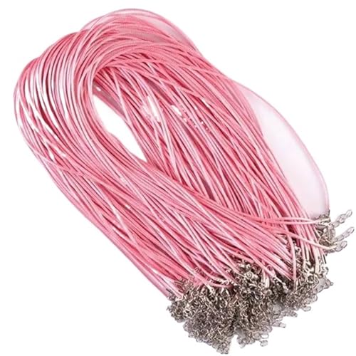 YTAFONPO Schwarzes Wachsseil 50 STÜCKE 50 cm Halskette String Schwarz Blau Lila Rosa Leder Seil Kordeln for Halsketten, Die Entdeckungen DIY Schmuck Zubehör(Pink) von YTAFONPO