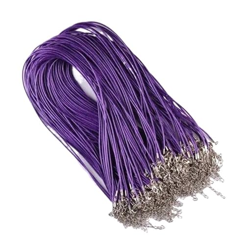 YTAFONPO Schwarzes Wachsseil 50 STÜCKE 50 cm Halskette String Schwarz Blau Lila Rosa Leder Seil Kordeln for Halsketten, Die Entdeckungen DIY Schmuck Zubehör(Purple) von YTAFONPO