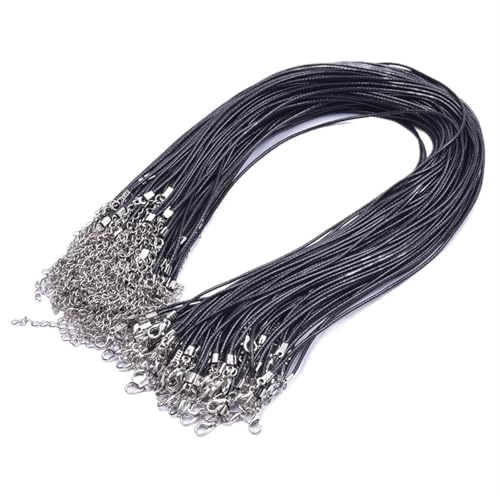 YTAFONPO Schwarzes Wachsseil Geflochtene Seilkette Schwarzes Lederseil Handgemachte Halsketten for Frauen Männer Schmuck Hals Dekor Karabinerverschluss Schnur Kordel(20pcs) von YTAFONPO