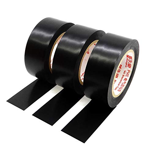 YTBUBOR Isolierband 3 Rollen, 25 mm x 15 m Isolierband Schwarz, PVC Klebeband Wasserdicht Selbstklebendes Isolierband Elektriker Klebeband für Kabelisolierung, Bündelung und Reparatur von YTBUBOR