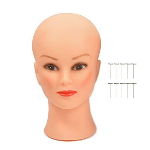 YTBYT Glatze Mannequin Kopf Perücke Making Kopf Professionelle Kosmetologie Puppe Kopf für Perücke Making Display Brillen Haar mit T-Pins ( Beige ) von YTBYT