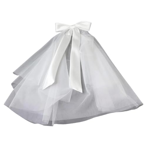 YTGHBIML Hochzeitsschleier Schleier Zweischichtiges Braut-Tüllband mit großer Schleife, Brautschleier mit Clip, 19,5 x 57 cm, für Hochzeitsfeier, Hochzeitsschleier wiederverwendbar von YTGHBIML