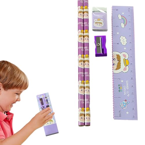 Desktop-Set, Niedlich Schulzubehör Set | 5 Stück tragbares Schreibwarenset für Zuhause | Briefpapier-Set mit Notizbüchern, Signaturstiften, Stifte, Radiergummi, Lineale für Kinder von YTGOCN