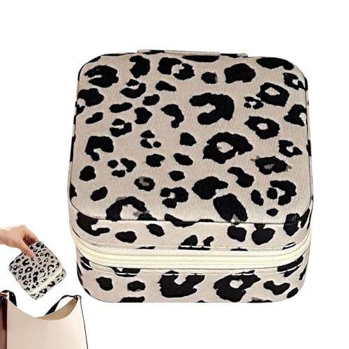 Leopard-Print Reise-Schmuckschatulle,Leopard-Schmuckschatulle | Lederarmband Box Display,Kleine Schmuckschatulle Schmuckschatulle Schmuck Aufbewahrungsbox Ringtasche für Ring Ohrring von YTGOCN