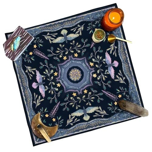 Tarottuch,Tarottuch - 19,68 x 19,68 Zoll Tarottuch für Lesungen - Tarot-Zubehör, Mondphasen-Schmetterlingssonnendruck, Witchery-Zubehör für Picknick am Tischeingang von YTGOCN