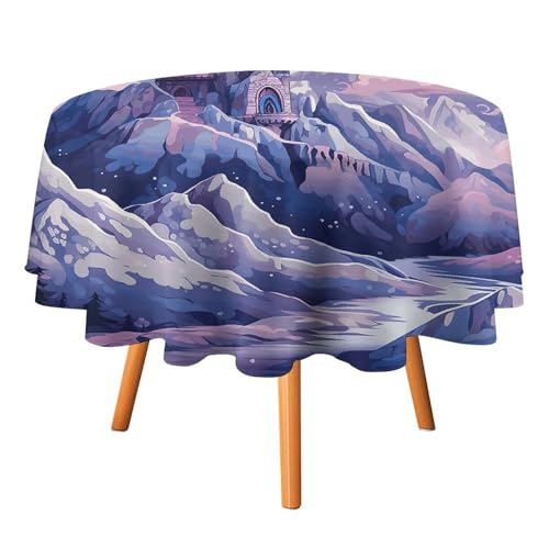 YTLKGFP Runde Tischdecke, Polyester, 178 cm, Wolken über dem Schloss, bedruckt, dekorative Tischdecke für Esstisch, Buffet, Partys und Camping von YTLKGFP