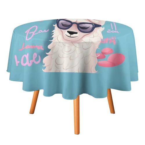 YTLKGFP Runde Tischdecke, Polyester, 178 cm, cooler Liama-Druck, dekorative Tischdecke für Esstisch, Buffet, Partys und Camping von YTLKGFP