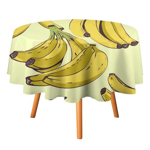 YTLKGFP Runde Tischdecke, Polyester, Bananen-Druck, bedruckt, dekorative Tischdecke für Esstisch, Buffet, Partys und Camping, 178 cm von YTLKGFP