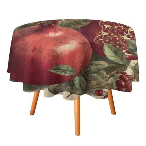 YTLKGFP Runde Tischdecke, Polyester, Beeren von Granatapfel, bedruckt, dekorative Tischdecke für Esstisch, Buffet, Partys und Camping, 178 cm von YTLKGFP