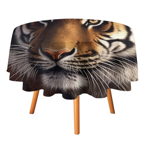 YTLKGFP Runde Tischdecke, Polyester, Bengalischer Tiger, bedruckt, dekorative Tischdecke für Esstisch, Buffet, Partys und Camping, 178 cm von YTLKGFP