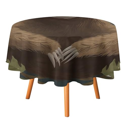 YTLKGFP Runde Tischdecke, Polyester, Faultier-Druck, dekorative Tischdecke für Esstisch, Buffet, Partys und Camping, 178 cm von YTLKGFP