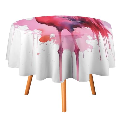 YTLKGFP Runde Tischdecke, Polyester, Flamingo, Aquarell-Druck, dekorative Tischdecke für Esstisch, Buffet, Partys und Camping, 178 cm von YTLKGFP