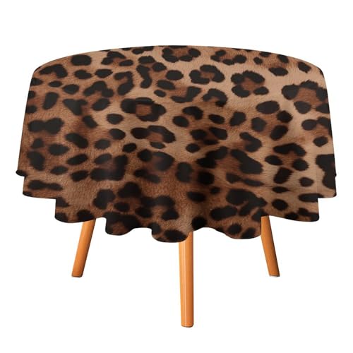 YTLKGFP Runde Tischdecke, Polyester, Leopardenmuster, dekorative Tischdecke für Esstisch, Buffet, Partys und Camping, 178 cm von YTLKGFP