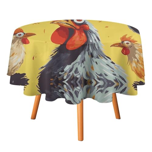 YTLKGFP Runde Tischdecke, Polyester, Motiv: Huhn, bedruckt, dekorative Tischdecke für Esstisch, Buffet, Partys und Camping, 178 cm von YTLKGFP