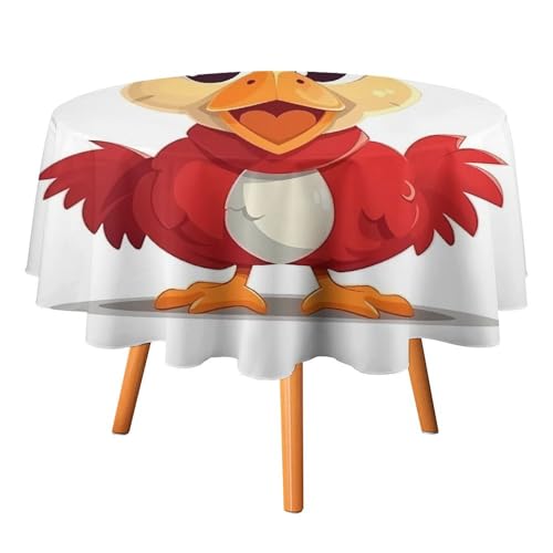 YTLKGFP Runde Tischdecke, Polyester, Motiv: Huhn mit Hut, bedruckt, dekorative Tischdecke für Esstisch, Buffet, Partys und Camping, 178 cm von YTLKGFP