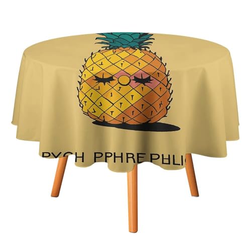 YTLKGFP Runde Tischdecke, Polyester, Motiv: Psych Ananas, bedruckt, dekorative Tischdecke für Esstisch, Buffet, Partys und Camping, 178 cm von YTLKGFP