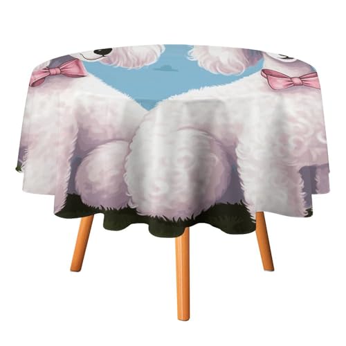 YTLKGFP Runde Tischdecke, Polyester, Motiv: Pudel, Hunde, bedruckt, dekorative Tischdecke für Esstisch, Buffet, Partys und Camping, 178 cm von YTLKGFP